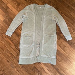 True craft long green cardigan. Size large.